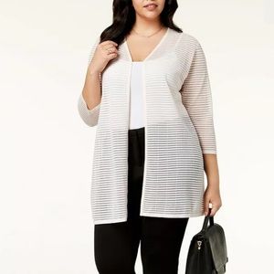 Alfani Plus Rayon Blend Illusion-Stripe Cardigan Peony